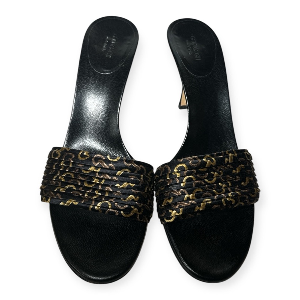 Gucci women’s horsebit accent satin slip on mule heels size 7.5 - Picture 7 of 11